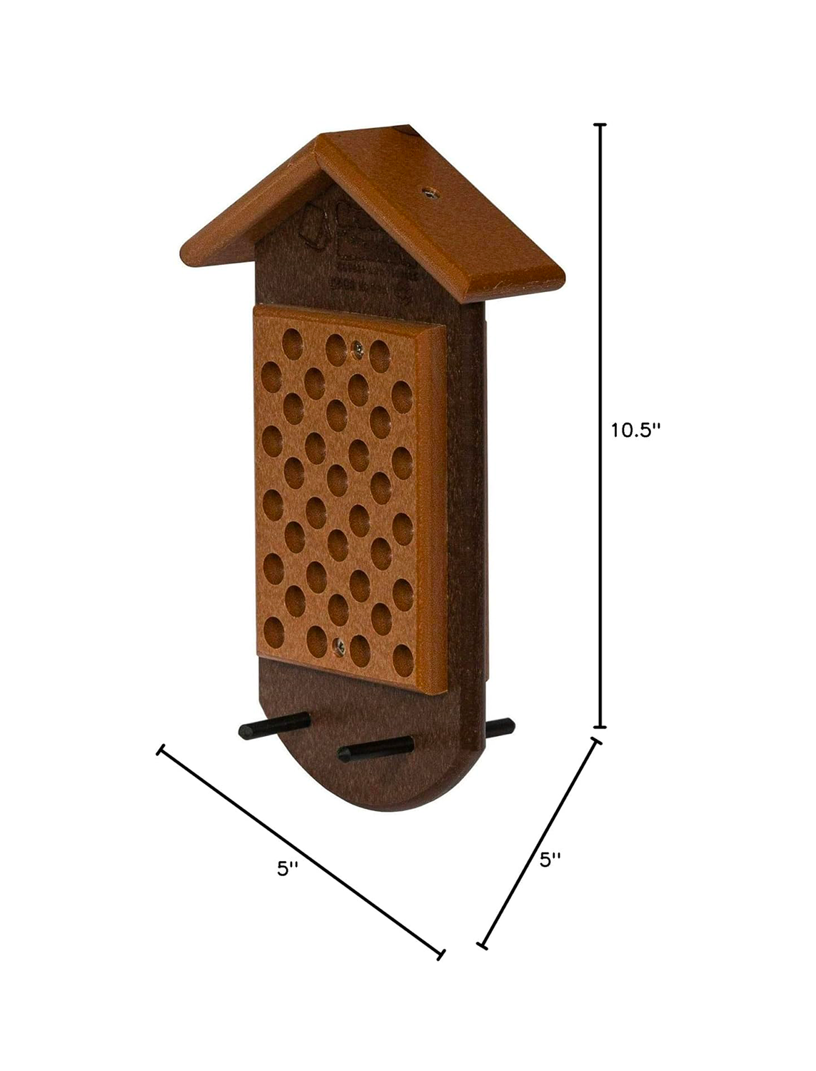 peanut butter bird feeder showing dimensions and overall height