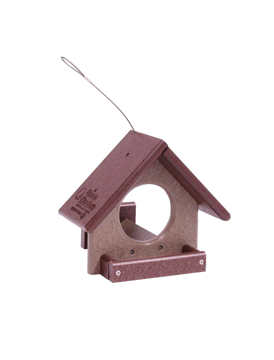 single peanut butter jar bird feeder with house-style design